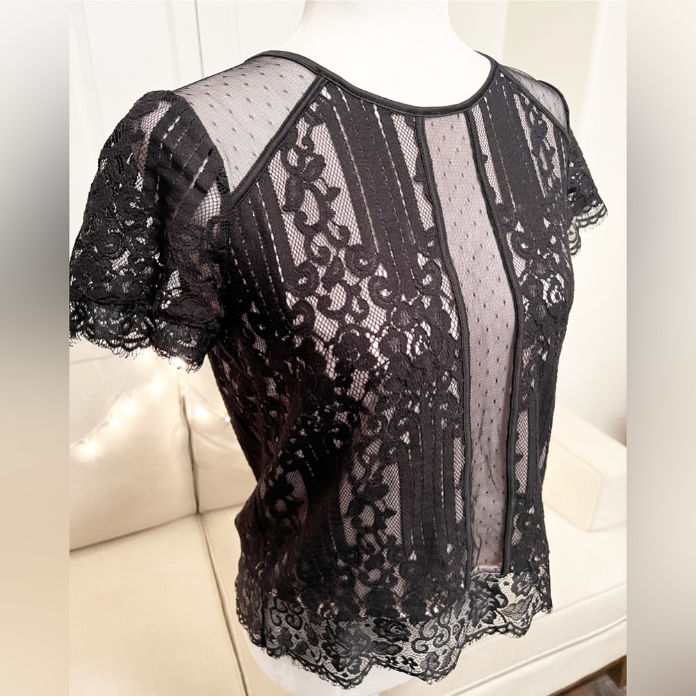 Express top black lace cotton S/P